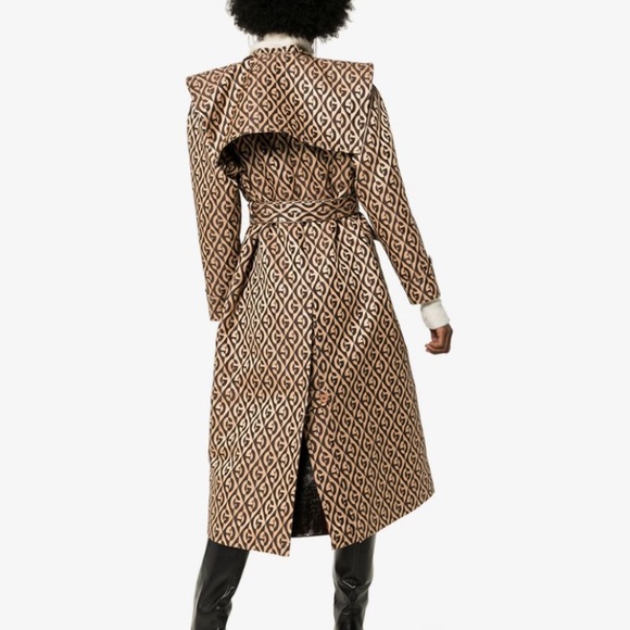 New authentic Gucci Rhombus Belted Trench Coat jacket brown 44 Large - Picture 2 of 16